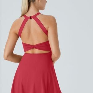 Halara Backless Twisted Active Dress in Winterberry Medium